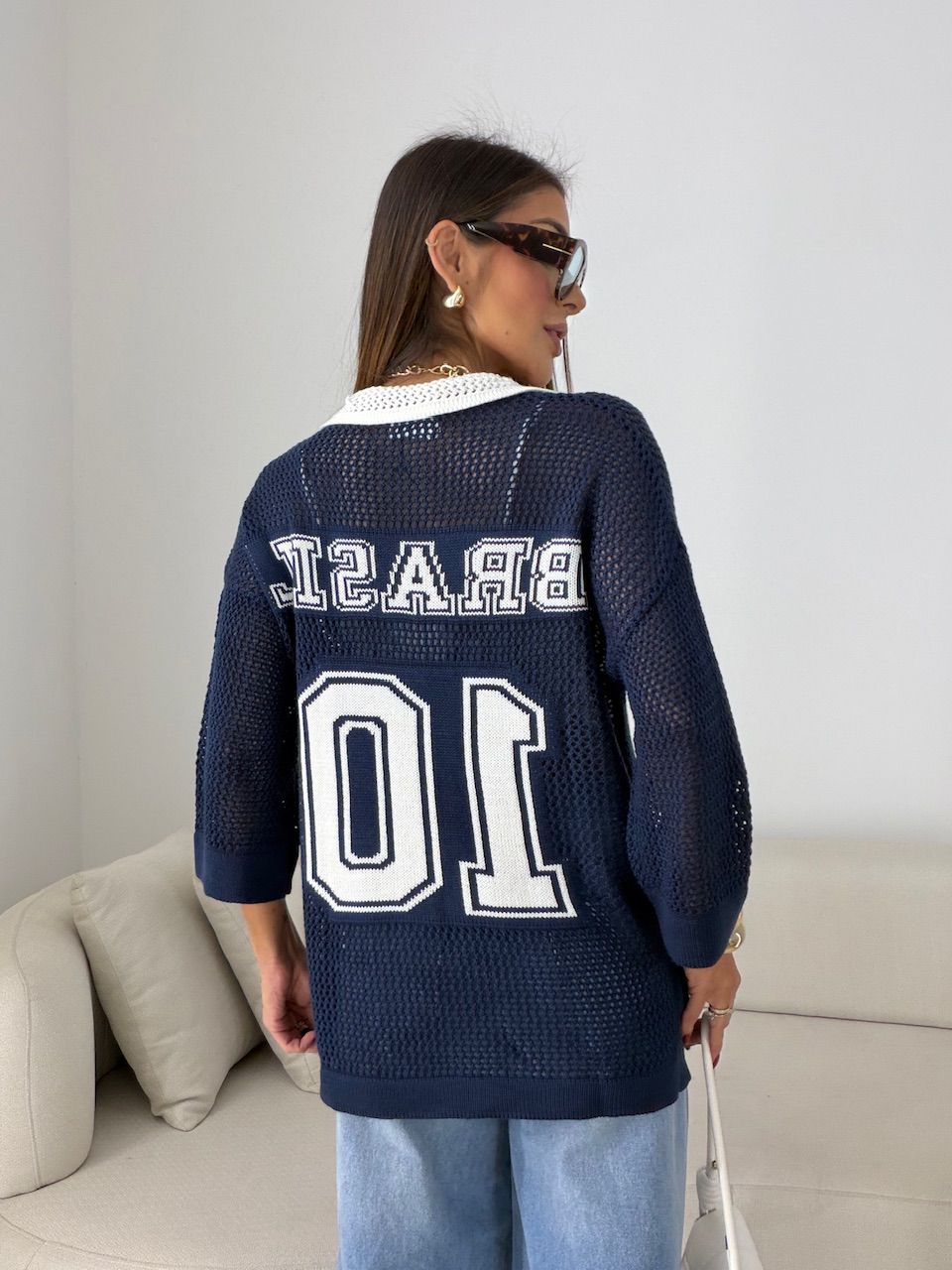 TRICOT BRASIL GOLA AZUL