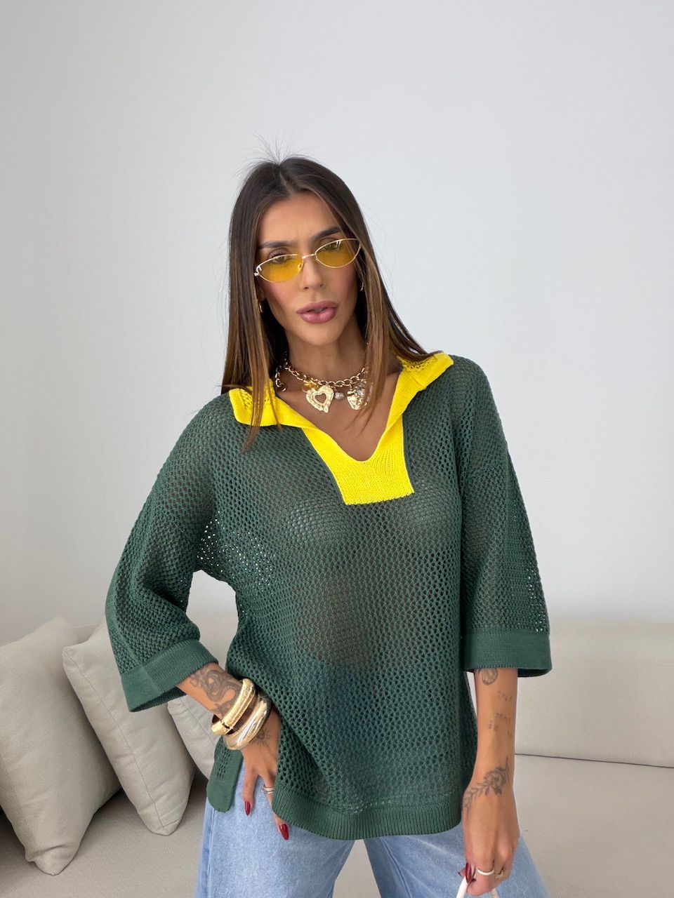 TRICOT BRASIL GOLA VERDE
