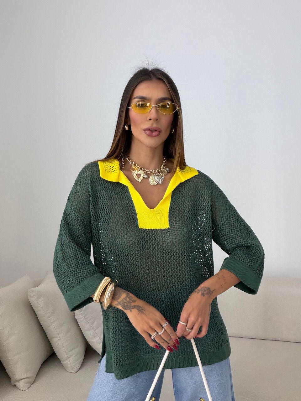TRICOT BRASIL GOLA VERDE