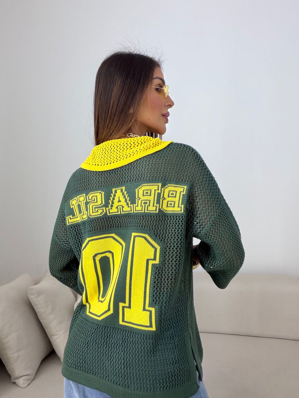 TRICOT BRASIL GOLA VERDE - 0078050014 - CAROLLA FERRARO