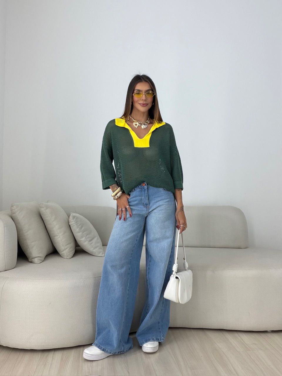 TRICOT BRASIL GOLA VERDE