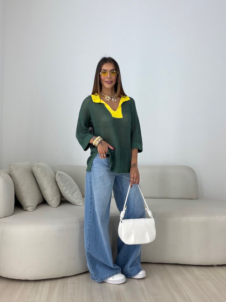 TRICOT BRASIL GOLA VERDE