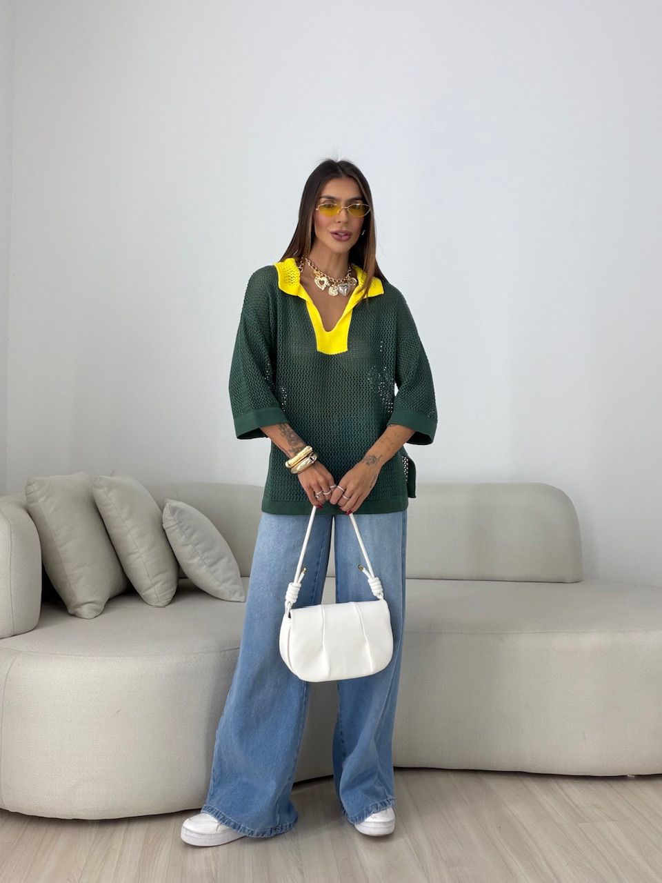 TRICOT BRASIL GOLA VERDE