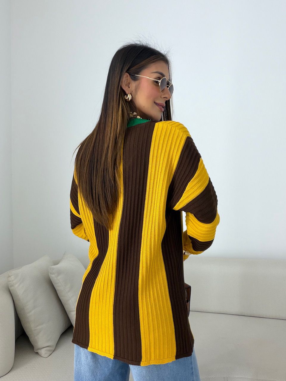 TRICOT BRASIL LISTRAS AMARELO/MARROM