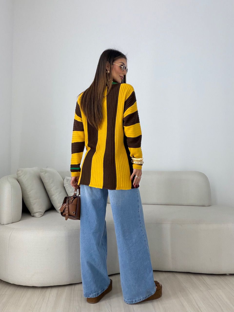 TRICOT BRASIL LISTRAS AMARELO/MARROM