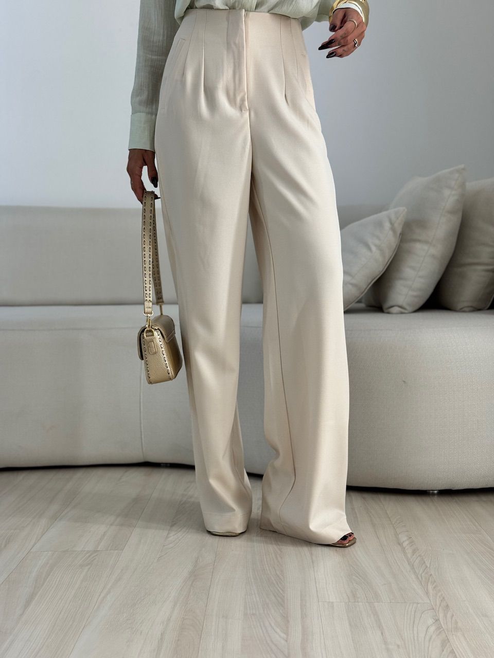 CALÇA GLENDA PANTALONA AREIA - 0071940110 - CAROLLA FERRARO