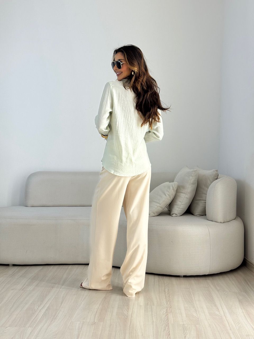 CALÇA GLENDA PANTALONA AREIA