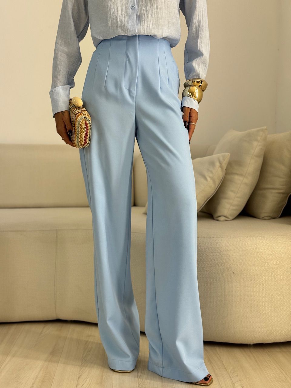 CALÇA GLENDA PANTALONA AZUL - 0071940109 - CAROLLA FERRARO