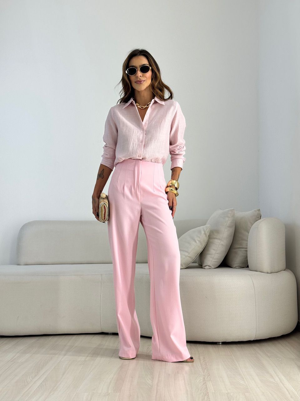 CALÇA GLENDA PANTALONA ROSA