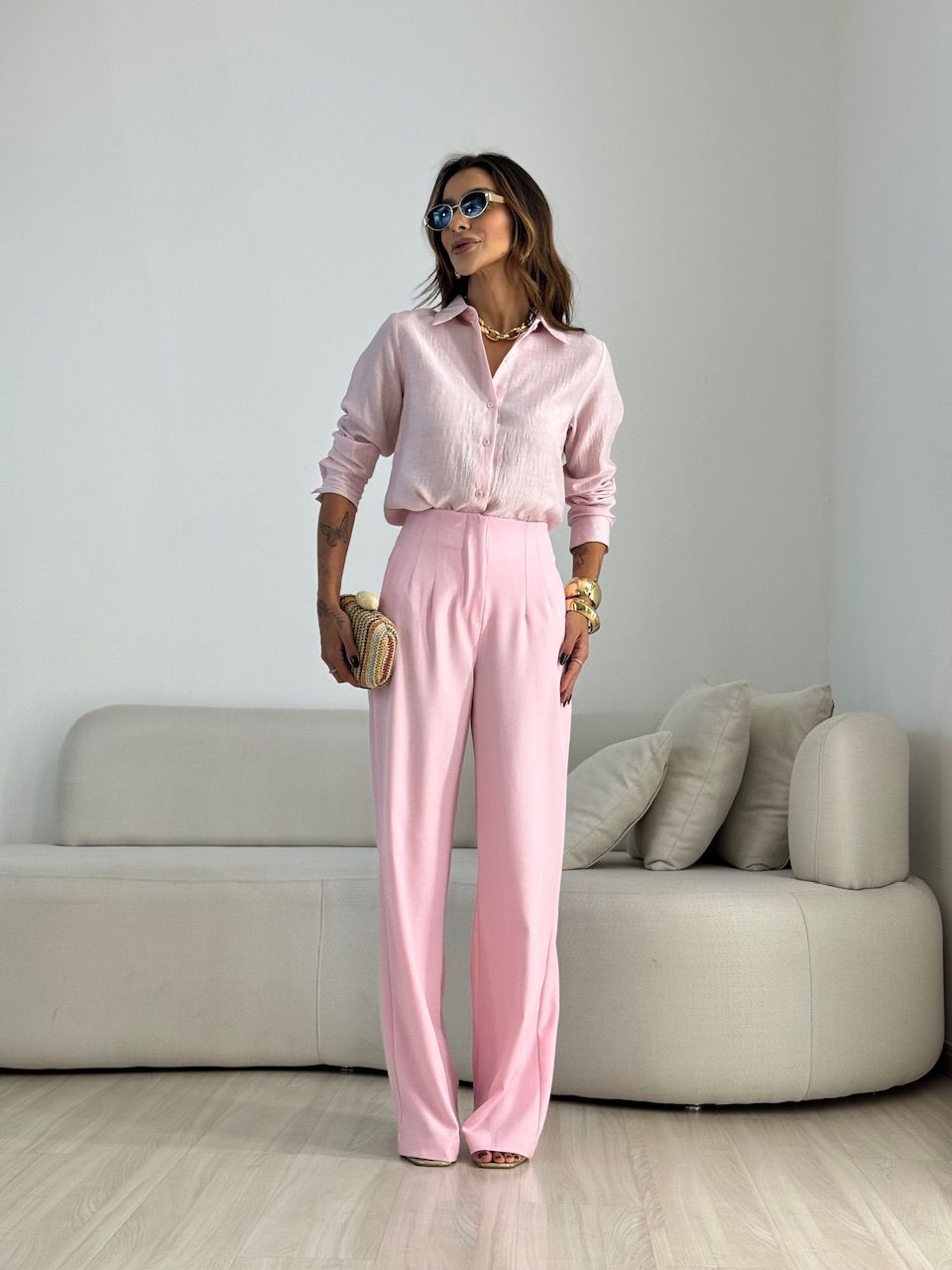 CALÇA GLENDA PANTALONA ROSA