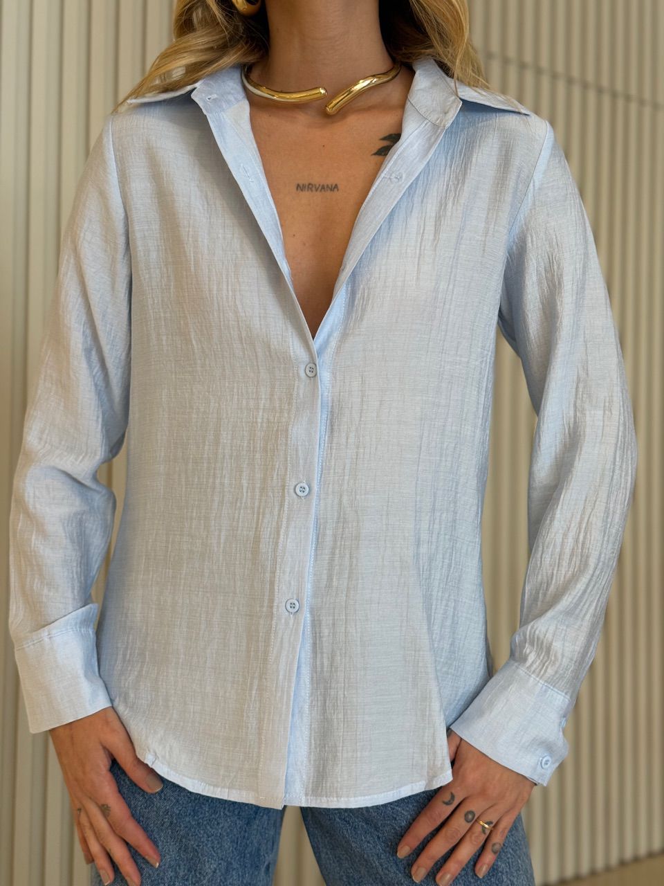 CAMISA DANDARA LISA BABY BLUE