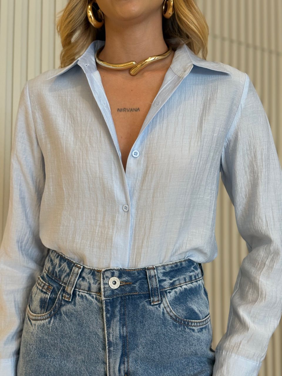 CAMISA DANDARA LISA BABY BLUE - 0072010365 - CAROLLA FERRARO