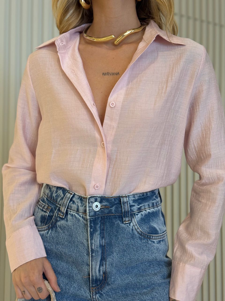 CAMISA DANDARA LISA BABY PINK - 0072010366 - CAROLLA FERRARO