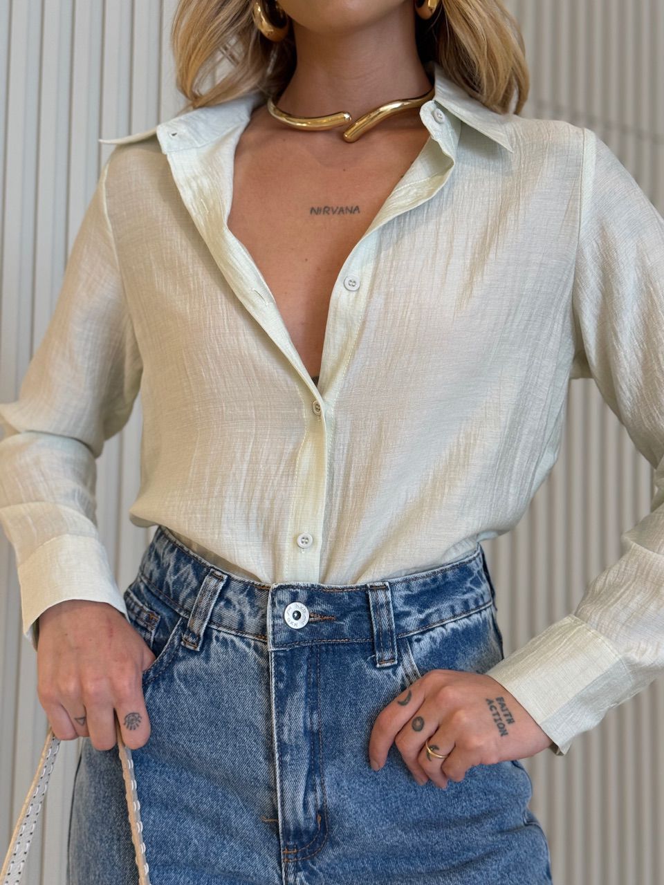 CAMISA DANDARA LISA BABY GREEN - 0072010400 - CAROLLA FERRARO