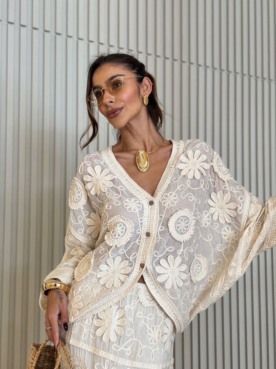 CAMISA POLIANE CROCHÊ CRU