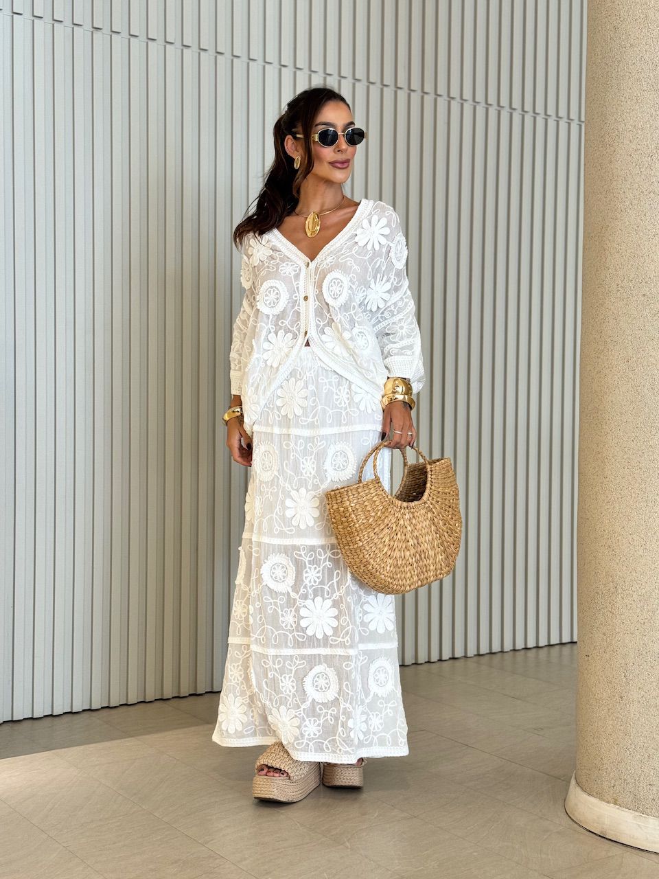 CAMISA POLIANE CROCHÊ OFF - 0071870326 - CAROLLA FERRARO