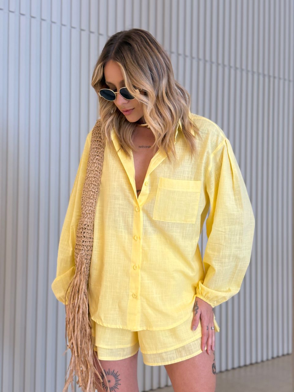CONJUNTO BÁRBARA CAMISA SHORT AMARELO