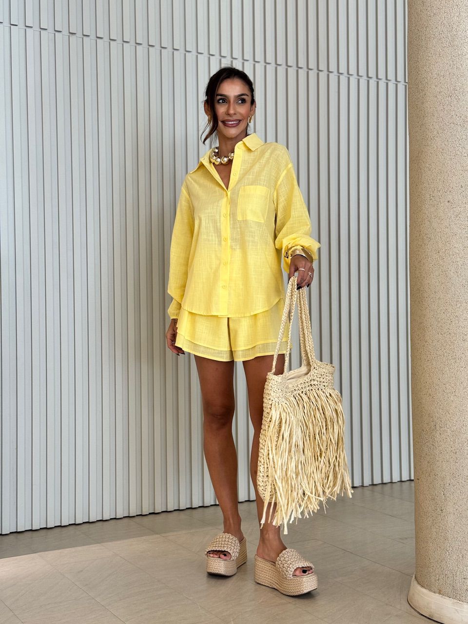 CONJUNTO BÁRBARA CAMISA SHORT AMARELO