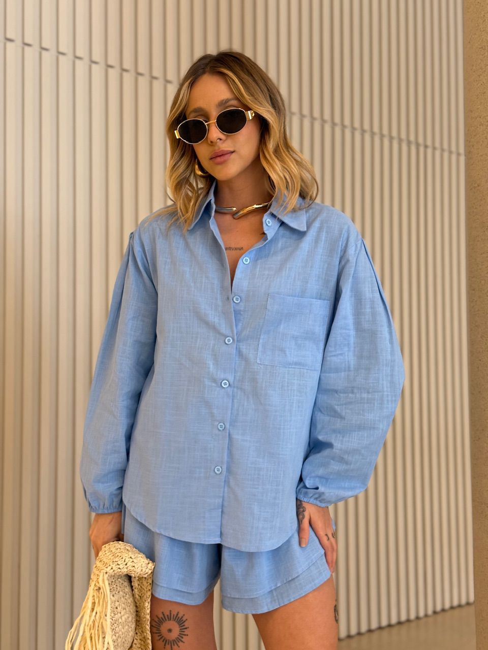 CONJUNTO BÁRBARA CAMISA SHORT AZUL