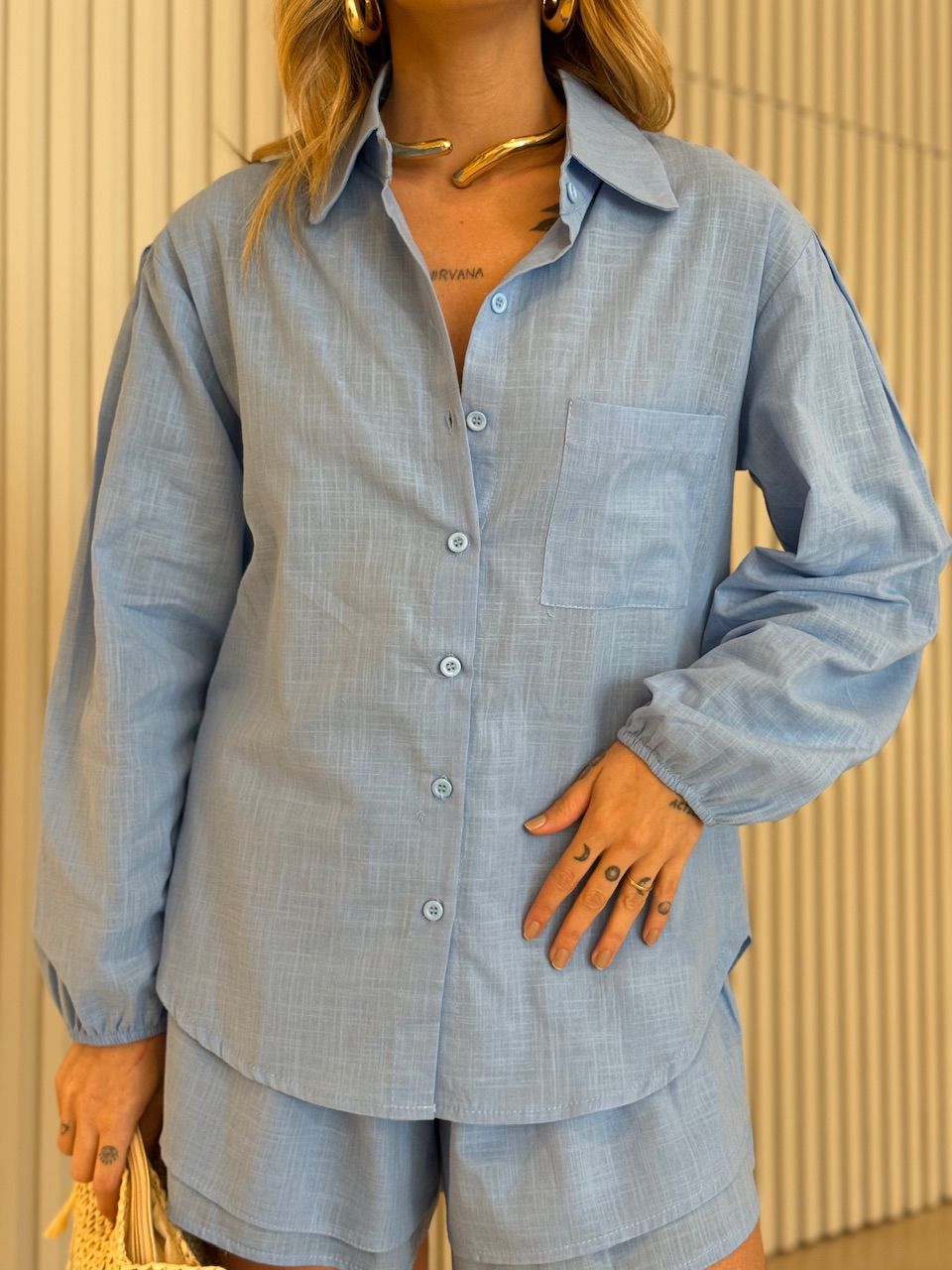 CONJUNTO BÁRBARA CAMISA SHORT AZUL