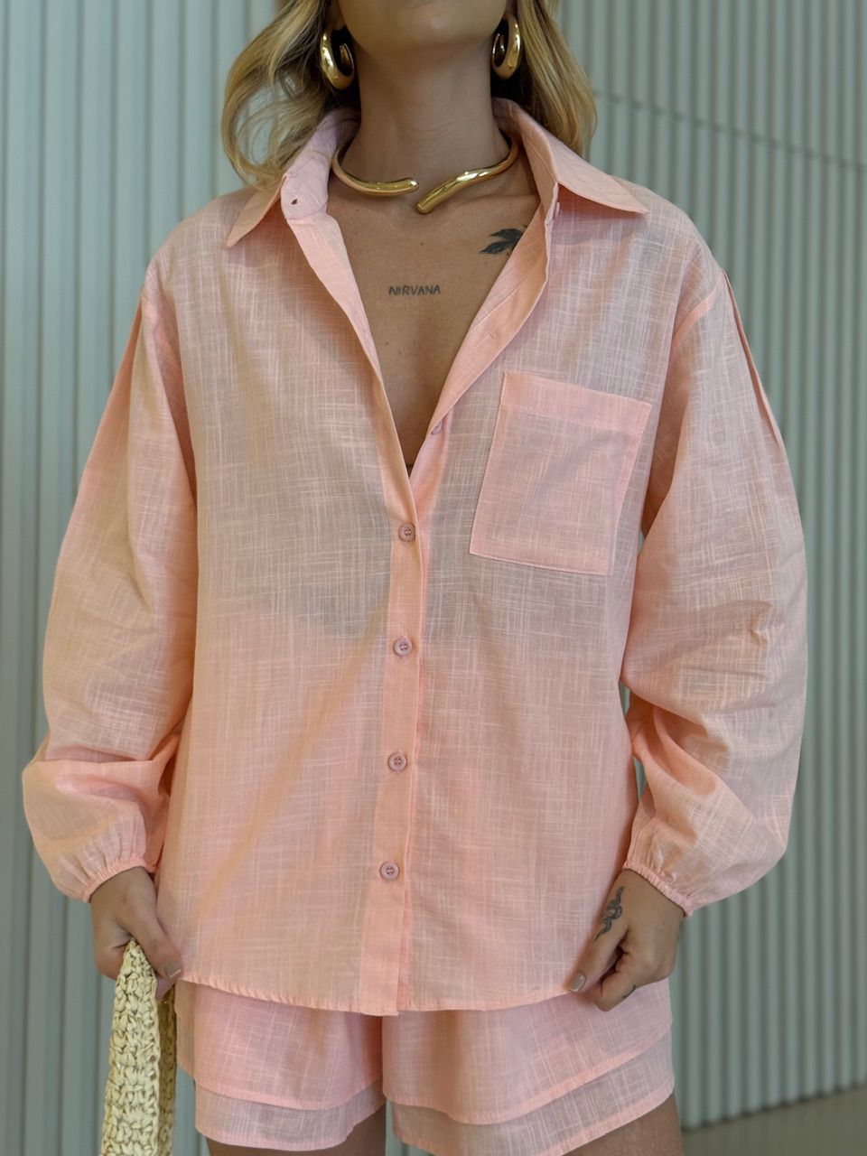 CONJUNTO BÁRBARA CAMISA SHORT ROSA