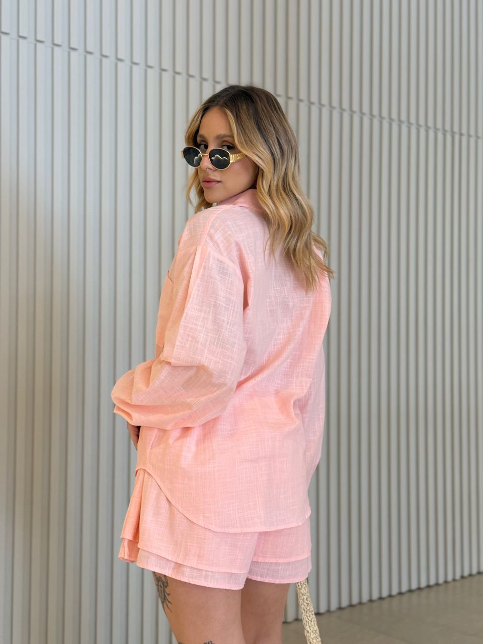 CONJUNTO BÁRBARA CAMISA SHORT ROSA