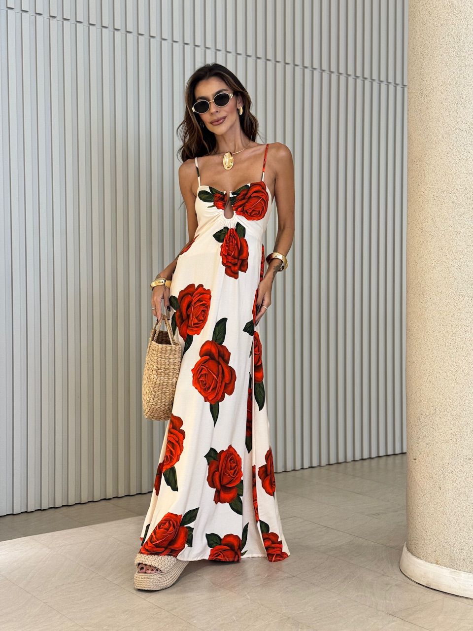 VESTIDO KÁTIA ESTAMPADO MARFIM - 0071910056 - CAROLLA FERRARO