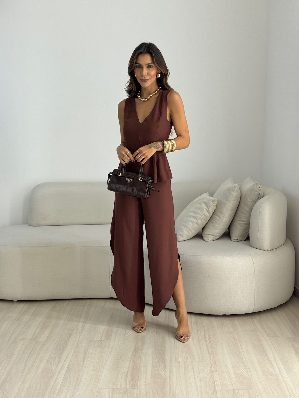 BLUSA MICHELE CAVADA MARROM