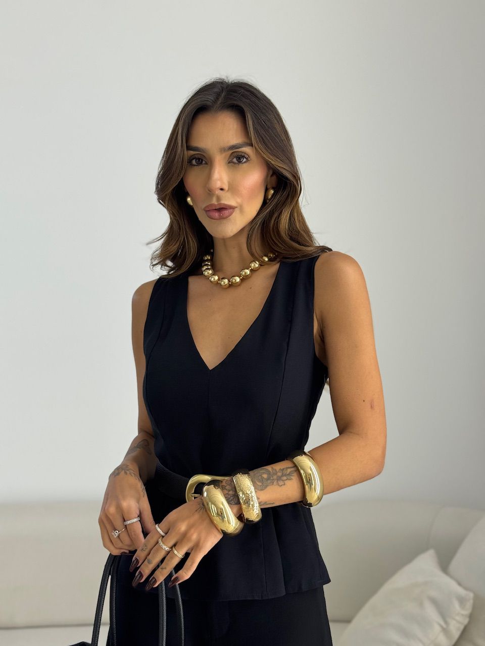 BLUSA MICHELE CAVADA PRETA