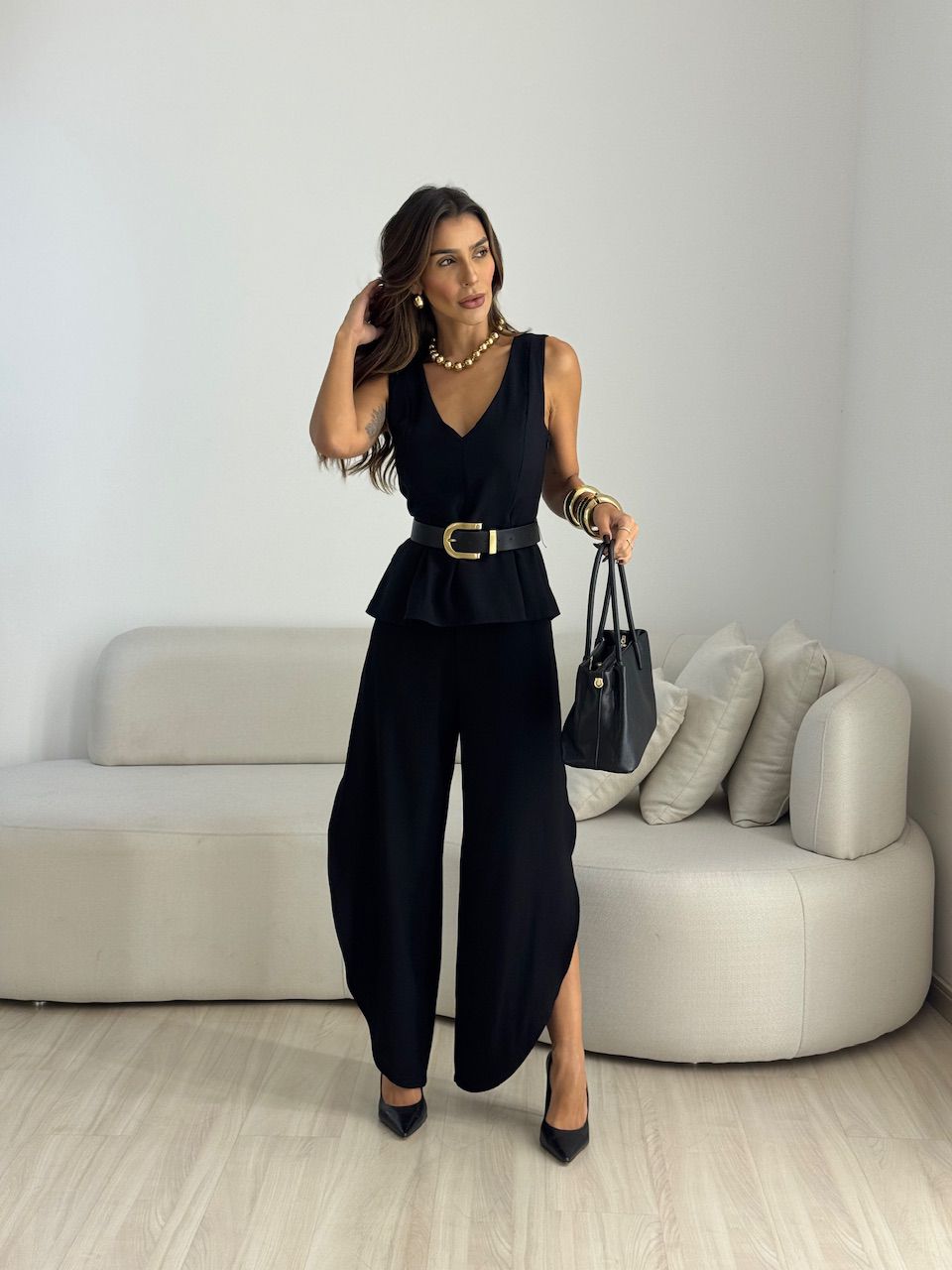 CALÇA NAYARA FENDA PRETA