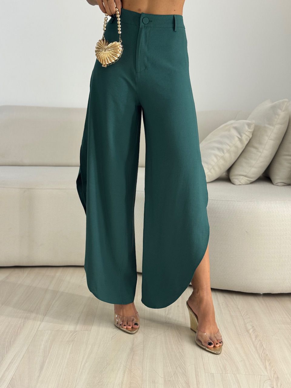 CALÇA NAYARA FENDA VERDE - 0073760014 - CAROLLA FERRARO