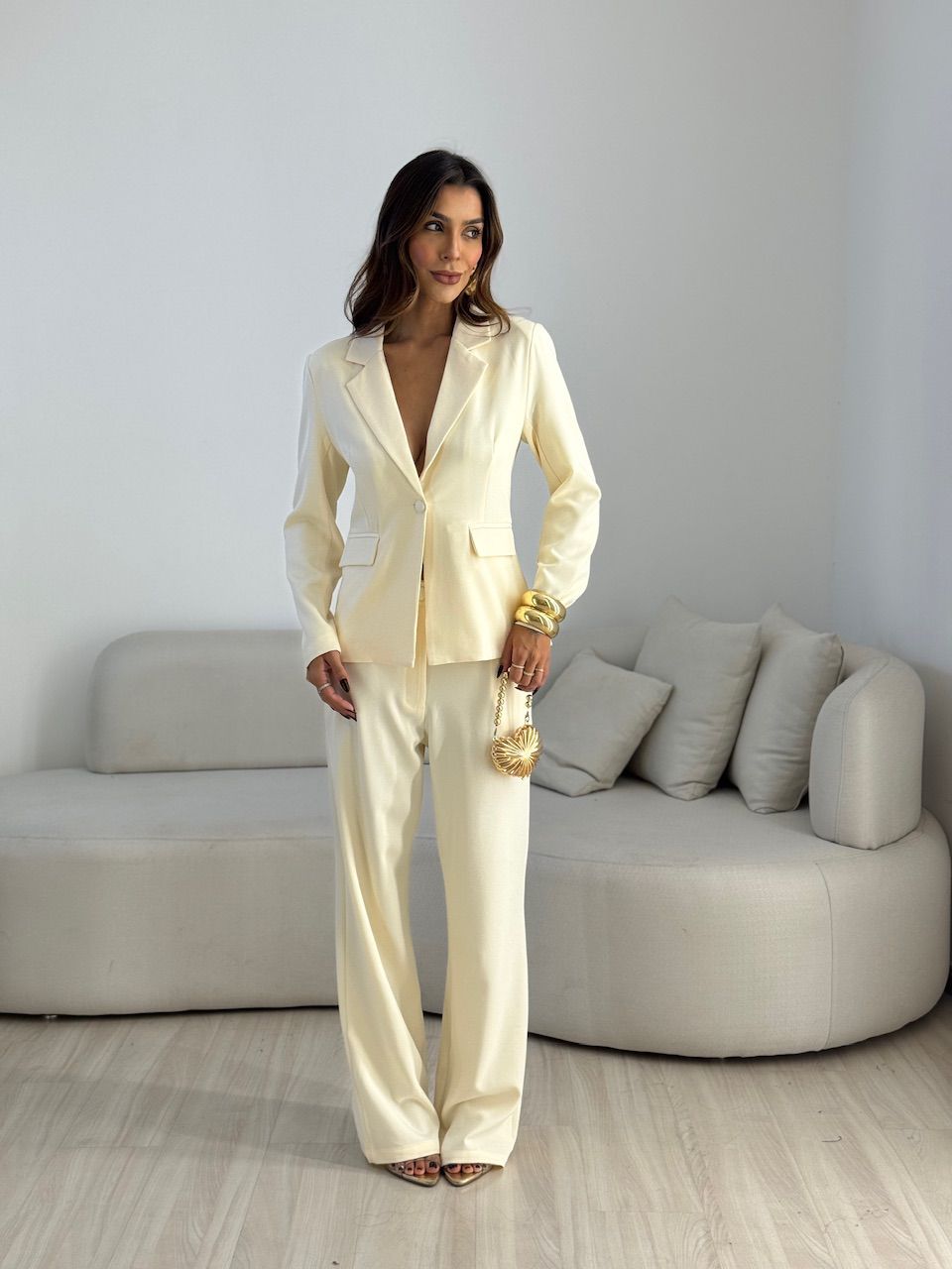 CONJUNTO DIANA BLAZER CALÇA CREME