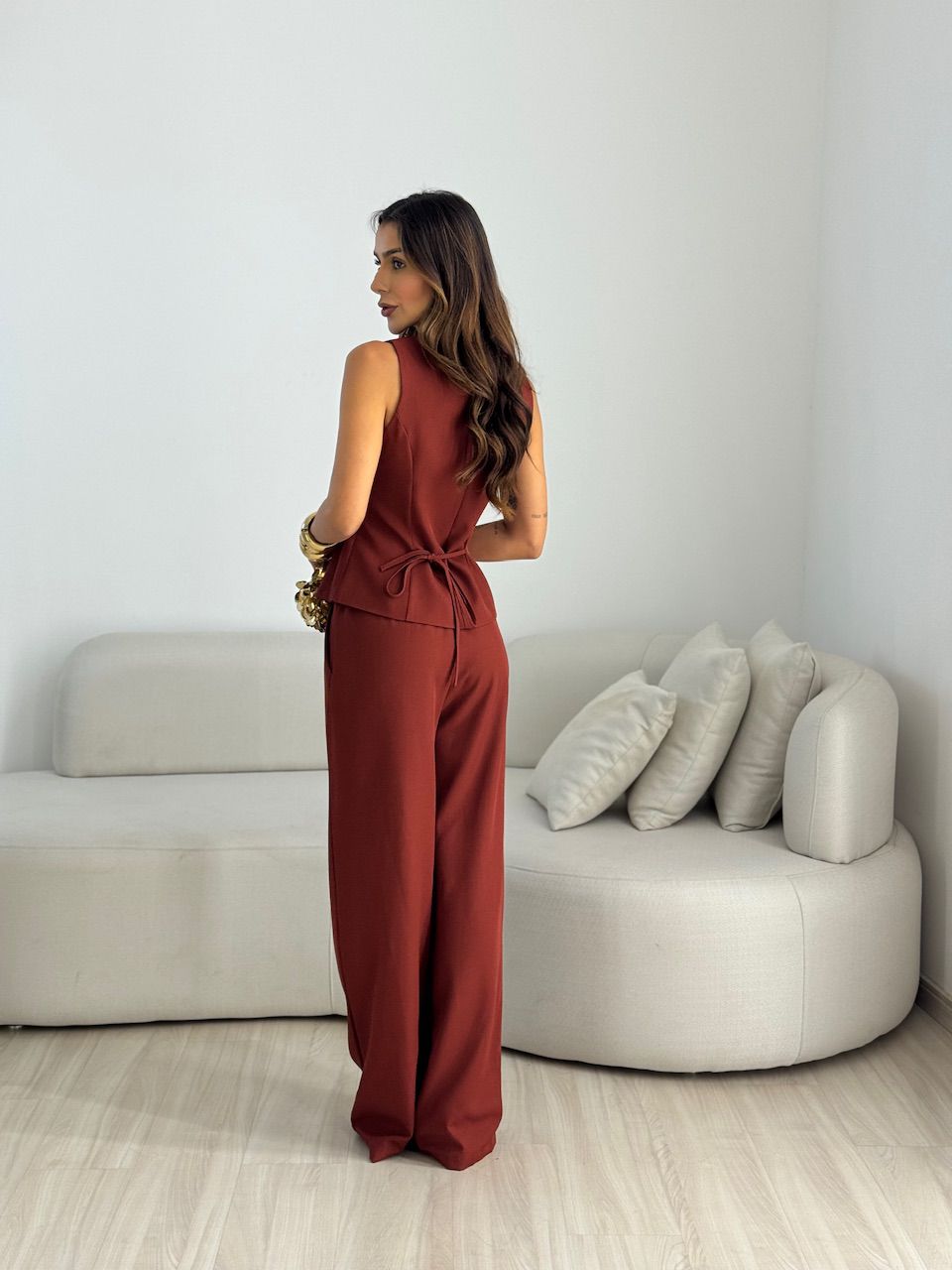 CONJUNTO ROBERTA COLETE CALÇA TERRA COTA 