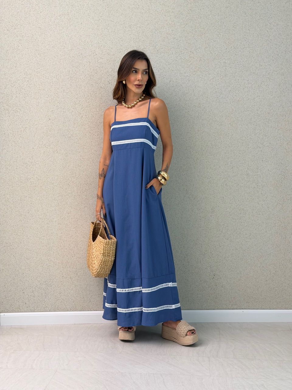 VESTIDO MARÍLIA ALÇA AZUL - 0073680109 - CAROLLA FERRARO