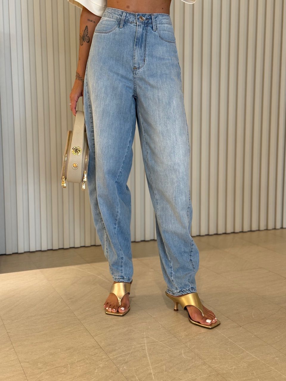 CALÇA LUNA BALLOON JEANS CLARO - 0074630071 - CAROLLA FERRARO