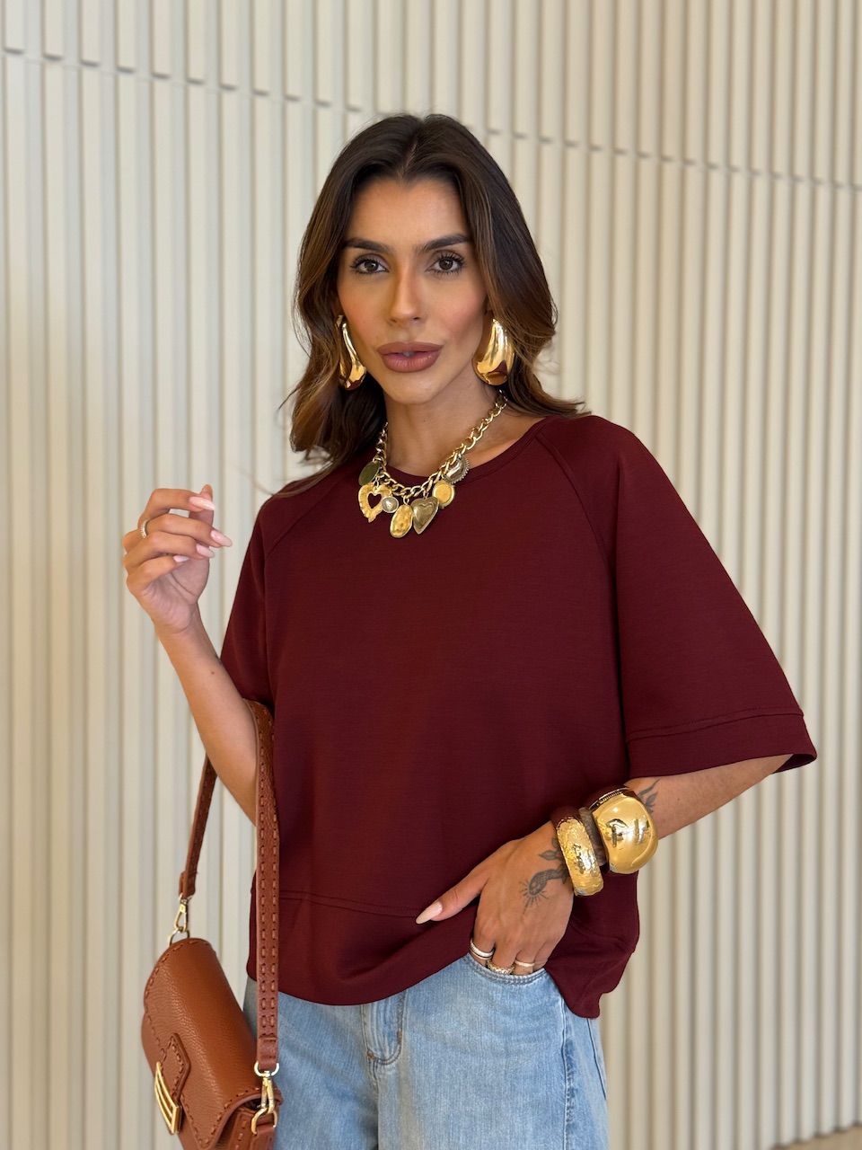 T-SHIRT CAMILE OVER VINHO