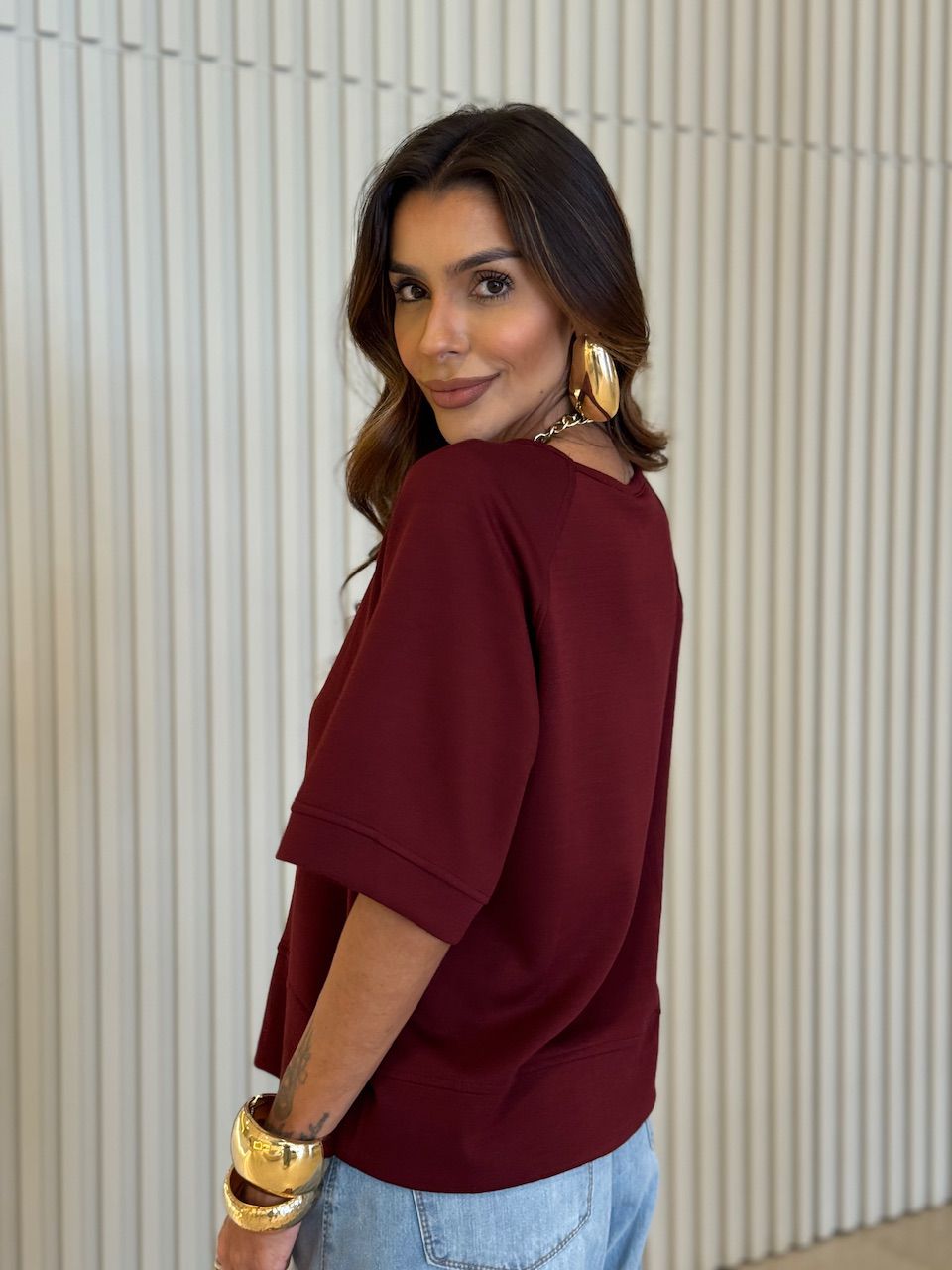 T-SHIRT CAMILE OVER VINHO