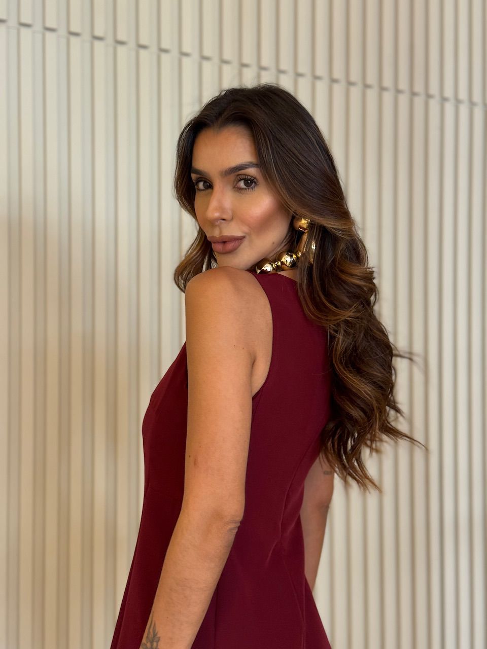 VESTIDO LINETE CURTO VINHO