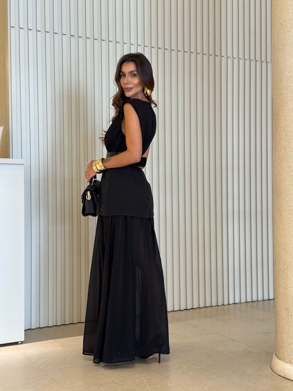 VESTIDO SELENE CINTO PRETO