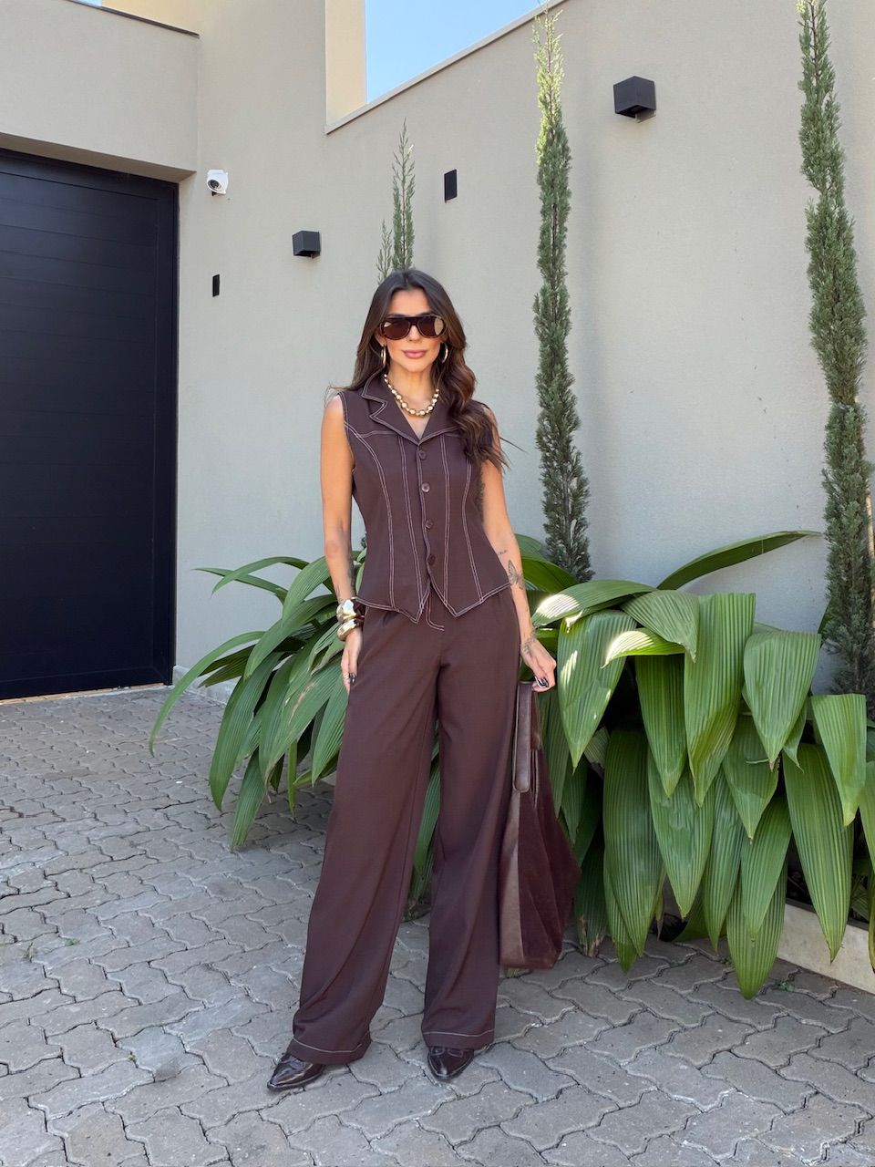 CONJUNTO LAISA COLETE CAFÉ - 0077040160 - CAROLLA FERRARO