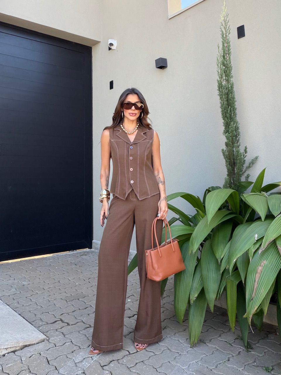 CONJUNTO LAISA COLETE MARROM - 0077040054 - CAROLLA FERRARO