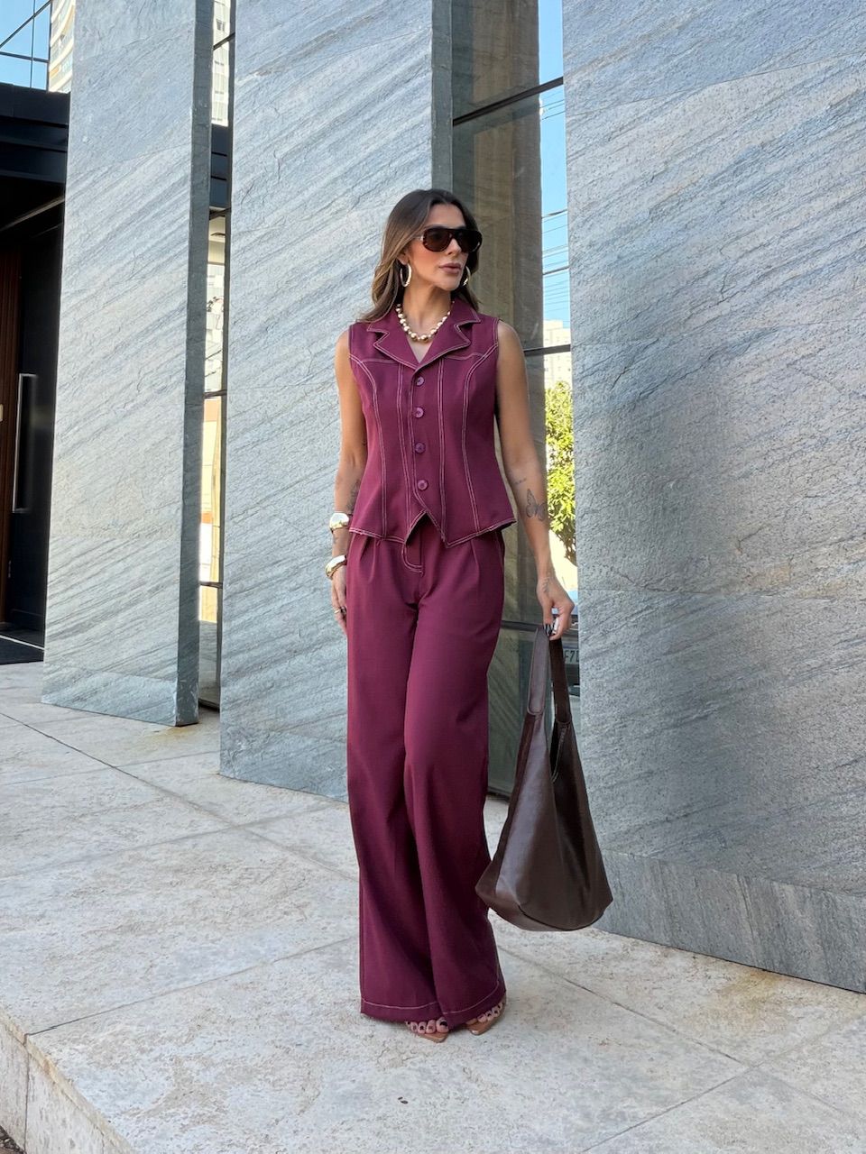 CONJUNTO LAISA COLETE VINHO
