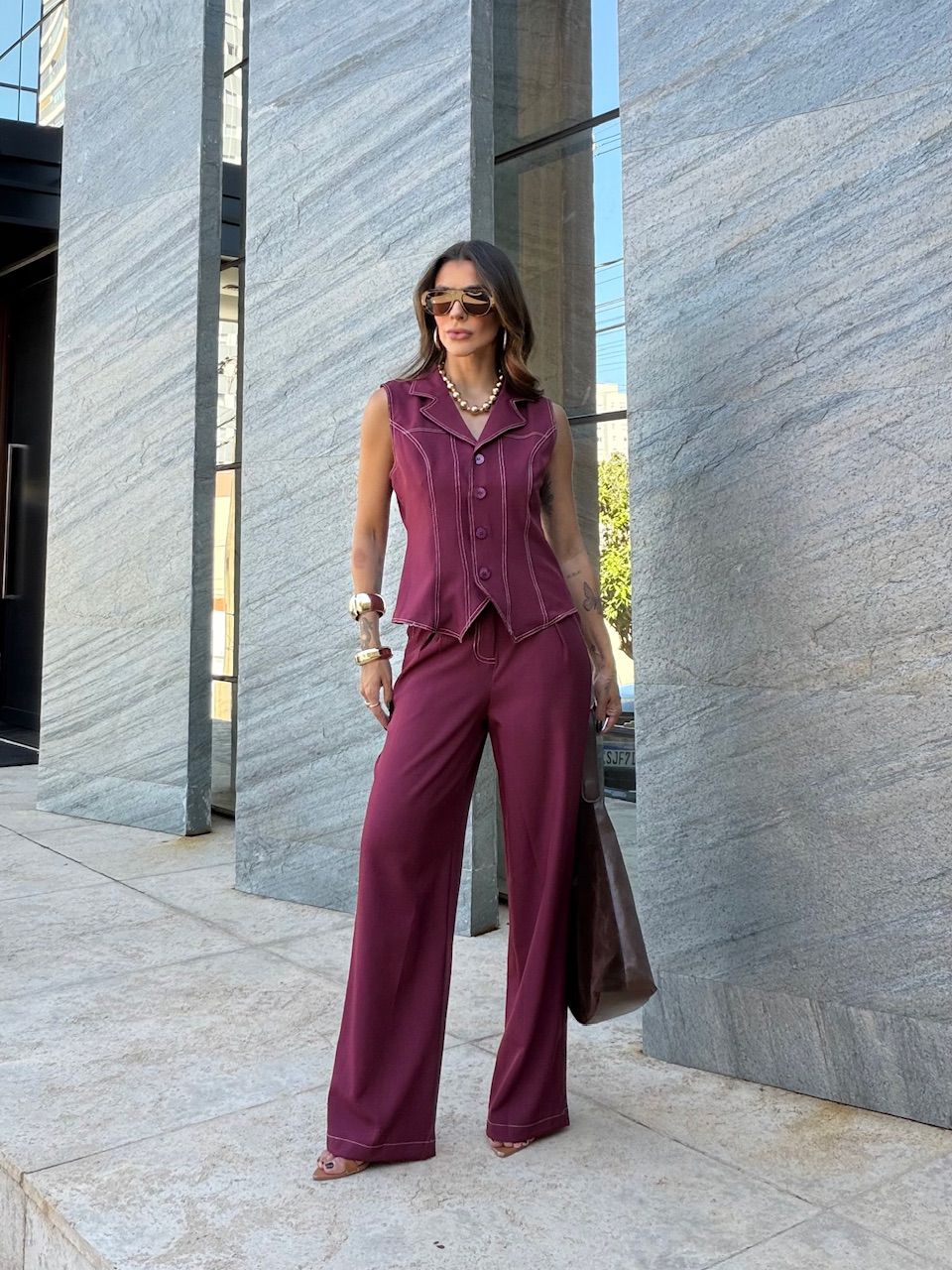 CONJUNTO LAISA COLETE VINHO