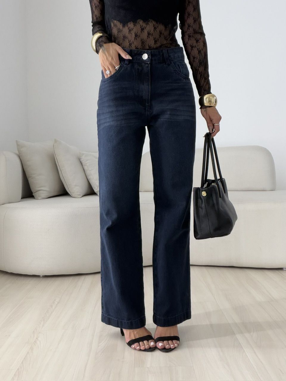 CALÇA KEILA RETA JEANS ESCURO
