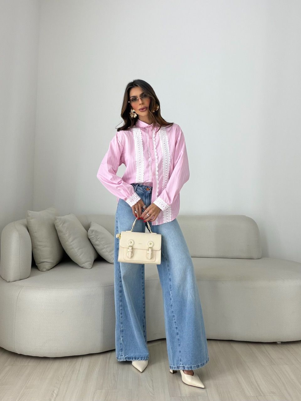 CAMISA SANDY LISTRADA ROSA