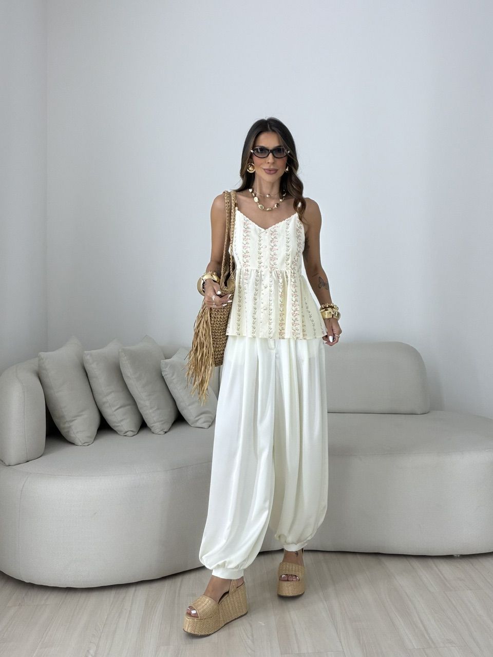 BLUSA FABIOLA ALCINHA AREIA