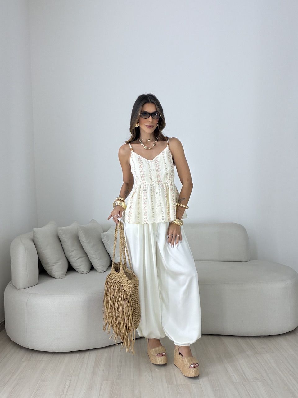 BLUSA FABIOLA ALCINHA AREIA
