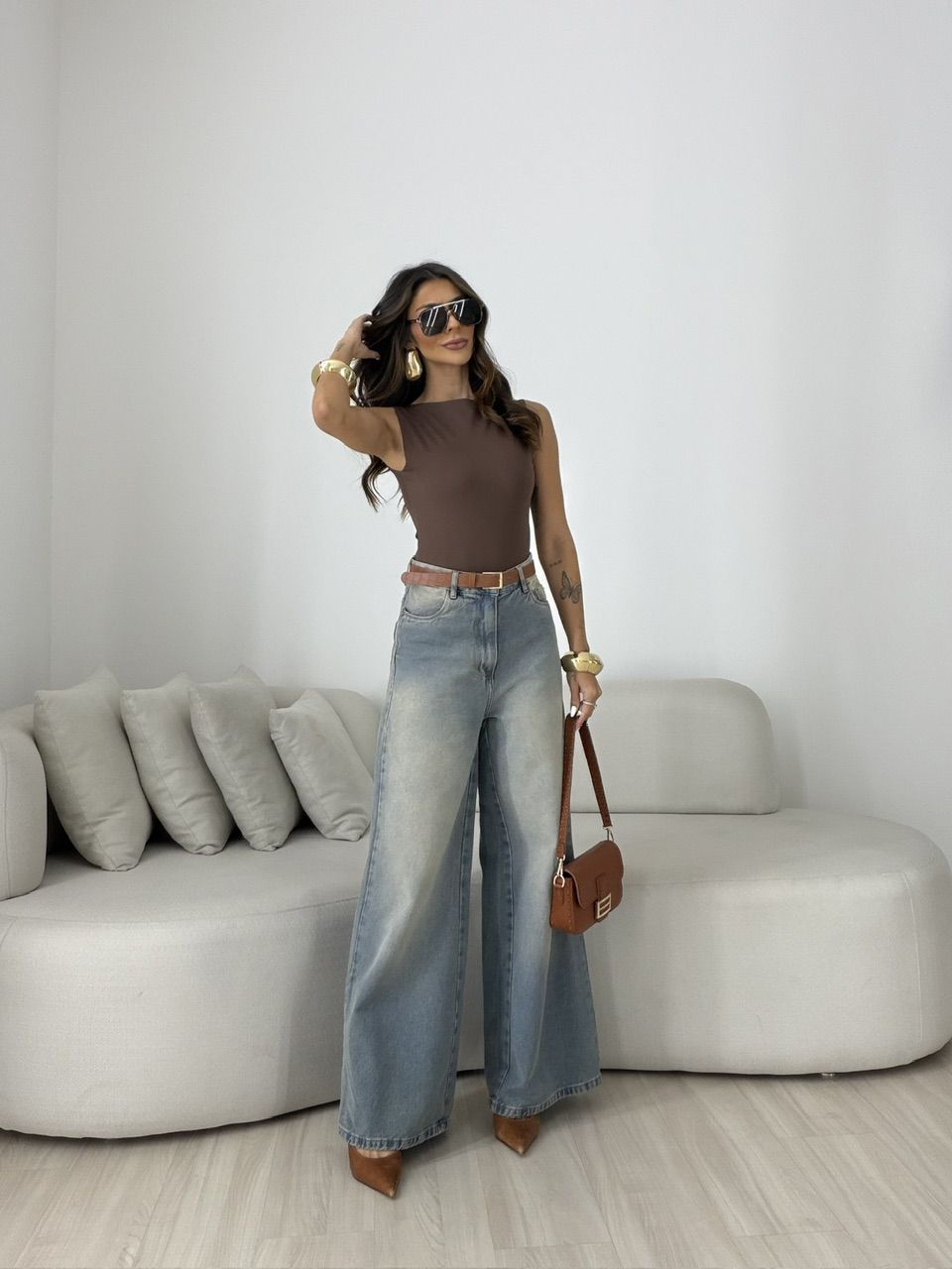 BODY ANA CAROLINA BÁSICO MARROM