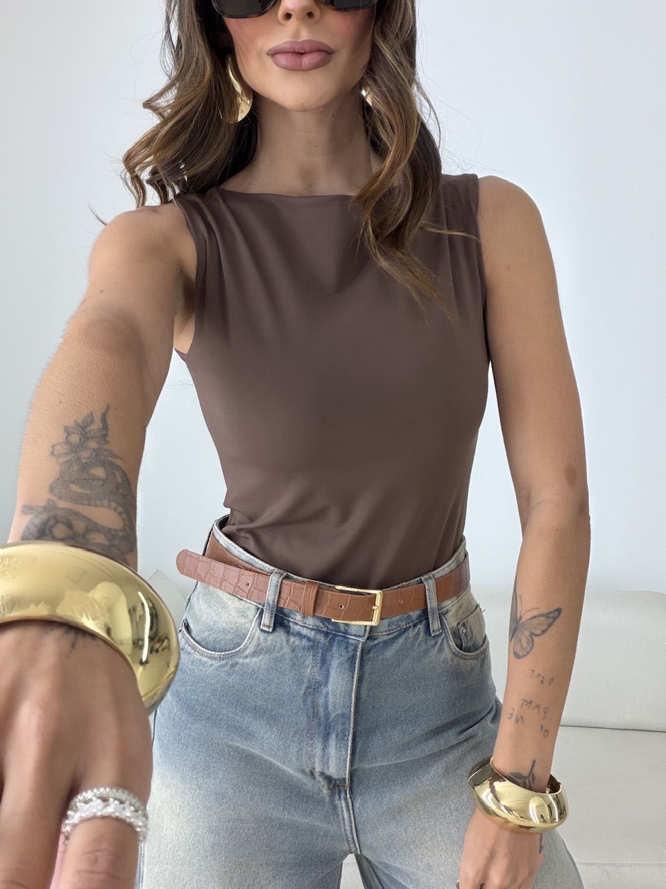 BODY ANA CAROLINA BÁSICO MARROM