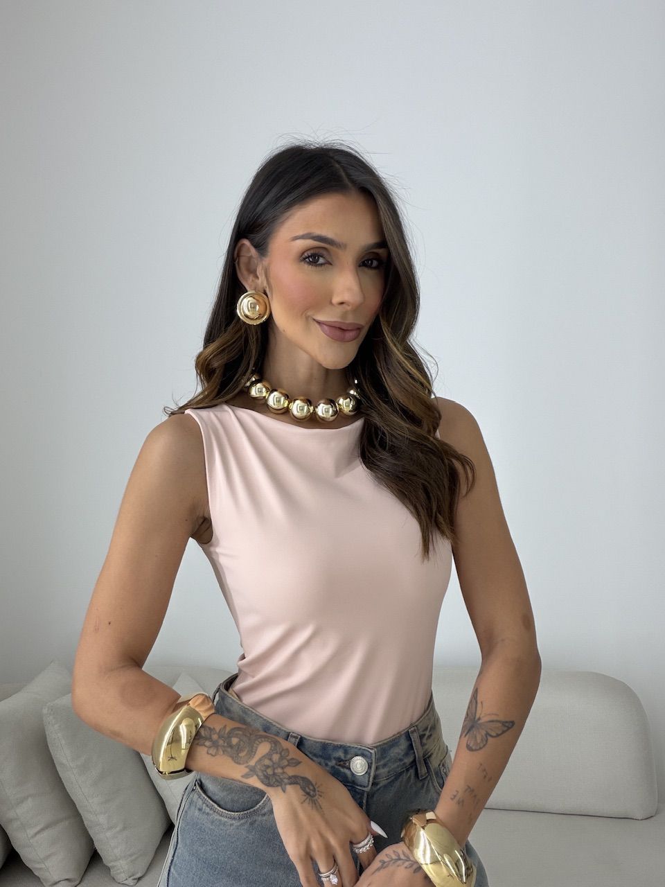 BODY ANA CAROLINA BÁSICO ROSA - 0080660031 - CAROLLA FERRARO